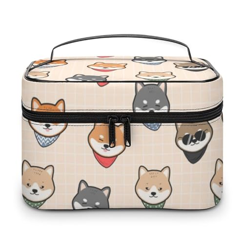 Qjjinxior Kosmetiktasche, Shiba Inu Hundemuster, Make-up-Tasche, Leder, Reise-Kulturbeutel für Damen, Shiba Inu Hundemuster, 25x18x15cm Qjjinxior Kosmetiktasche, Shiba Inu Hundemuster, Make-up-Tasche, Leder, Reise-Kulturbeutel für Damen, Shiba Inu Hundemuster, 25x18x15cm von Qjjinxior