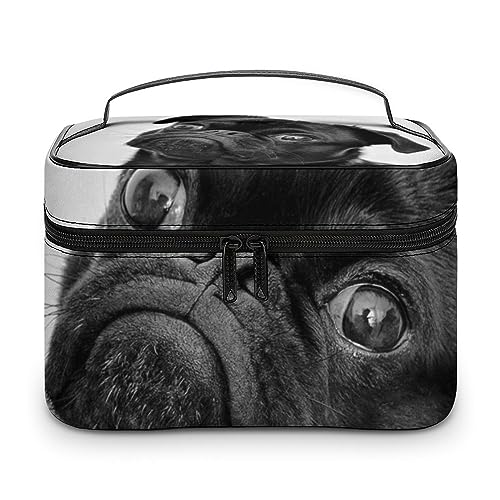 Qjjinxior Kosmetiktasche, Shiba Inu Hundemuster, Make-up-Tasche, Leder, Reise-Kulturbeutel für Damen, Süßer schwarzer Mops, 25x18x15cm Qjjinxior Kosmetiktasche, Shiba Inu Hundemuster, Make-up-Tasche, Leder, Reise-Kulturbeutel für Damen, Süßer schwarzer Mops, 25x18x15cm von Qjjinxior