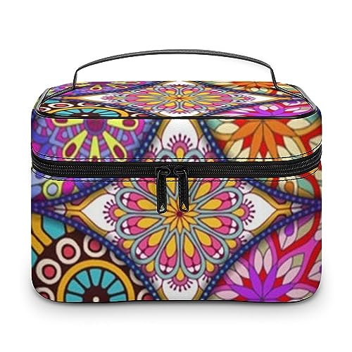 Qjjinxior Kosmetiktasche, Zebra-Muster, Make-up-Tasche, Leder, Reise-Kulturbeutel für Damen, Bunte Blume., 25x18x15cm Qjjinxior Kosmetiktasche, Zebra-Muster, Make-up-Tasche, Leder, Reise-Kulturbeutel für Damen, Bunte Blume., 25x18x15cm von Qjjinxior