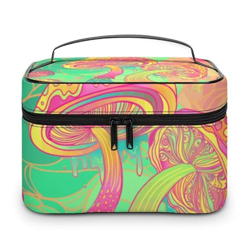 Qjjinxior Kosmetiktasche, Zebra-Muster, Make-up-Tasche, Leder, Reise-Kulturbeutel für Damen, Trippy Pilz, 25x18x15cm Qjjinxior Kosmetiktasche, Zebra-Muster, Make-up-Tasche, Leder, Reise-Kulturbeutel für Damen, Trippy Pilz, 25x18x15cm von Qjjinxior