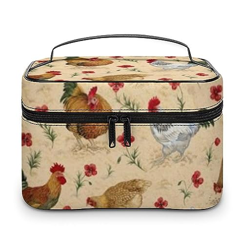 Qjjinxior Kosmetiktasche, Zebra-Muster, Make-up-Tasche, Leder, Reise-Kulturbeutel für Damen, Viele Hühner, 25x18x15cm Qjjinxior Kosmetiktasche, Zebra-Muster, Make-up-Tasche, Leder, Reise-Kulturbeutel für Damen, Viele Hühner, 25x18x15cm von Qjjinxior