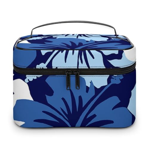 Qjjinxior Kosmetiktasche, brauner Wolfskopf, Make-up-Tasche, Leder, Reise-Kulturbeutel für Damen, Blau Hibiskus Blume, 25x18x15cm Qjjinxior Kosmetiktasche, brauner Wolfskopf, Make-up-Tasche, Leder, Reise-Kulturbeutel für Damen, Blau Hibiskus Blume, 25x18x15cm von Qjjinxior