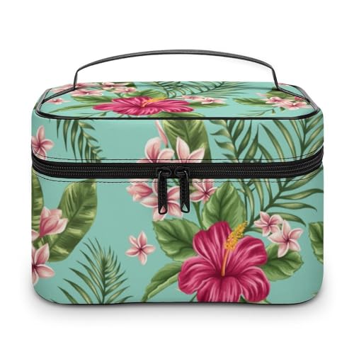 Qjjinxior Kosmetiktasche, entzückendes kleines Faultier-Make-up-Tasche, Leder, Reise-Kulturbeutel für Damen, Hawaiianische tropische Blätter Blumen, 25x18x15cm Qjjinxior Kosmetiktasche, entzückendes kleines Faultier-Make-up-Tasche, Leder, Reise-Kulturbeutel für Damen, Hawaiianische tropische Blätter Blumen, 25x18x15cm von Qjjinxior