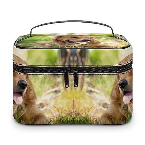 Qjjinxior Kosmetiktasche, entzückendes kleines Faultier-Make-up-Tasche, Leder, Reise-Kulturbeutel für Damen, Hund Golden Retriever, 25x18x15cm Qjjinxior Kosmetiktasche, entzückendes kleines Faultier-Make-up-Tasche, Leder, Reise-Kulturbeutel für Damen, Hund Golden Retriever, 25x18x15cm von Qjjinxior