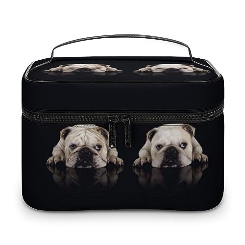 Qjjinxior Kosmetiktasche, entzückendes kleines Faultier-Make-up-Tasche, Leder, Reise-Kulturbeutel für Damen, Lustige Bulldogge, 25x18x15cm Qjjinxior Kosmetiktasche, entzückendes kleines Faultier-Make-up-Tasche, Leder, Reise-Kulturbeutel für Damen, Lustige Bulldogge, 25x18x15cm von Qjjinxior
