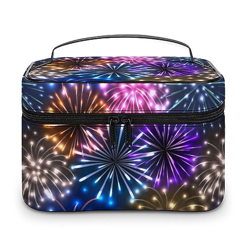 Qjjinxior Kosmetiktasche, grünes Camouflage-Make-up-Tasche, Leder, Reise-Kulturbeutel für Damen, Bunte Feuerwerke, 25x18x15cm Qjjinxior Kosmetiktasche, grünes Camouflage-Make-up-Tasche, Leder, Reise-Kulturbeutel für Damen, Bunte Feuerwerke, 25x18x15cm von Qjjinxior