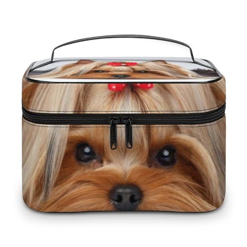Qjjinxior Kosmetiktasche, lustige Corgi Make-up-Tasche, Leder, Reise-Kulturbeutel für Damen, Yorkshire Terrier, 25x18x15cm Qjjinxior Kosmetiktasche, lustige Corgi Make-up-Tasche, Leder, Reise-Kulturbeutel für Damen, Yorkshire Terrier, 25x18x15cm von Qjjinxior