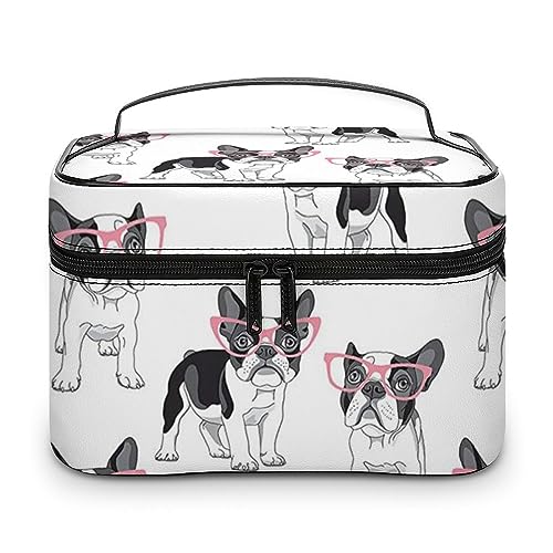 Qjjinxior Kosmetiktasche, niedliche Fledermaus-Make-up-Tasche, Leder, Reise-Kulturbeutel für Damen, Französische Bulldoggen, 25x18x15cm Qjjinxior Kosmetiktasche, niedliche Fledermaus-Make-up-Tasche, Leder, Reise-Kulturbeutel für Damen, Französische Bulldoggen, 25x18x15cm von Qjjinxior