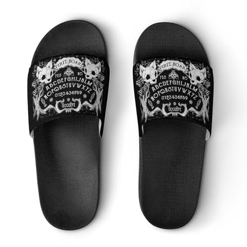 Qjjinxior Rutschfeste Hausschuhe, Katzenschädel Kopf Hexe Board Schwarz Gothic Sliders für Damen und Herren Duschrutschen, Schwarzer Stil, 42.5 EU Qjjinxior Rutschfeste Hausschuhe, Katzenschädel Kopf Hexe Board Schwarz Gothic Sliders für Damen und Herren Duschrutschen, Schwarzer Stil, 42.5 EU von Qjjinxior