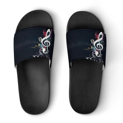 Qjjinxior Rutschfeste Pantoffeln Notenmusikschieber für Damen und Herren Duschrutschen, Schwarzer Stil, 39 EU Qjjinxior Rutschfeste Pantoffeln Notenmusikschieber für Damen und Herren Duschrutschen, Schwarzer Stil, 39 EU von Qjjinxior