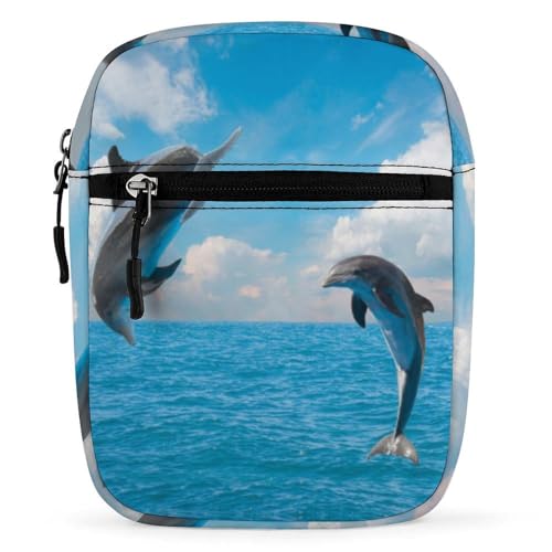 Qjjinxior Umhängetasche, Cartoon-Fuchs-Crossbody-Tasche, Mehrzwecktasche, kleine Umhängetasche für Arbeit, Business, Reisen, Zwei Delfine., Einheitsgröße Qjjinxior Umhängetasche, Cartoon-Fuchs-Crossbody-Tasche, Mehrzwecktasche, kleine Umhängetasche für Arbeit, Business, Reisen, Zwei Delfine., Einheitsgröße von Qjjinxior
