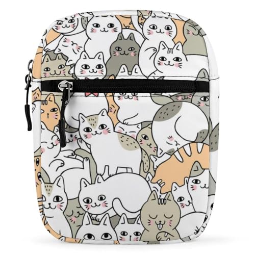 Qjjinxior Umhängetasche, Colerful Flower Crossbody-Tasche, Mehrzwecktasche, kleine Umhängetasche für Arbeit, Business, Reisen, Katzenmuster, Einheitsgröße von Qjjinxior