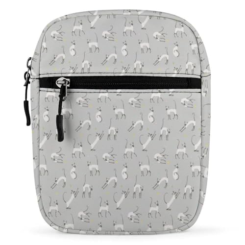 Qjjinxior Umhängetasche, Igel, Umhängetasche, Mehrzwecktasche, kleine Umhängetasche für Arbeit, Business, Reisen, Siamkatze an der Wand, Einheitsgröße von Qjjinxior