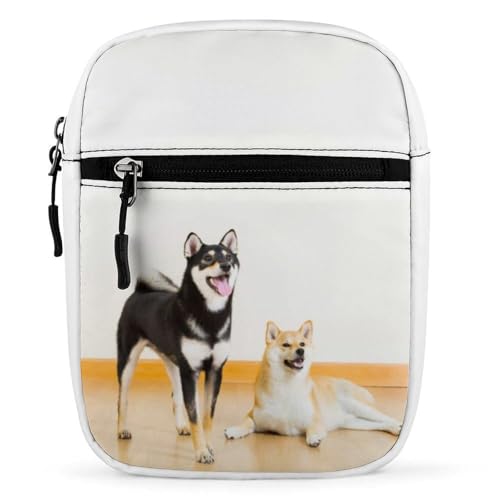 Qjjinxior Umhängetasche, Kirschblüten-Umhängetasche, Mehrzwecktasche, kleine Umhängetasche für Arbeit, Business, Reisen, Shiba Inu Hund, Einheitsgröße von Qjjinxior