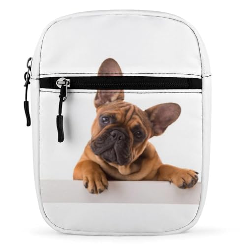 Qjjinxior Umhängetasche, Musik-Klaviertasten, Crossbody-Tasche, Mehrzwecktasche, kleine Umhängetasche für Arbeit, Business, Reisen, Französische Bulldogge Pfote und Hund, Einheitsgröße von Qjjinxior