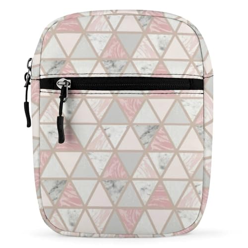 Qjjinxior Umhängetasche, Musik-Klaviertasten, Crossbody-Tasche, Mehrzwecktasche, kleine Umhängetasche für Arbeit, Business, Reisen, Roségold Grau Marmor, Einheitsgröße von Qjjinxior