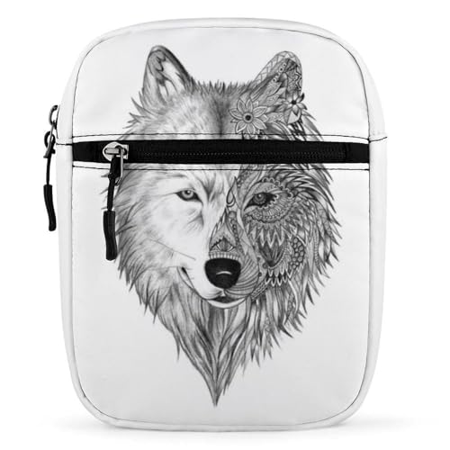 Qjjinxior Umhängetasche, Nymphensittiche, Papageien, Umhängetasche, Mehrzwecktasche, kleine Umhängetasche für Arbeit, Business, Reisen, Grauer Wolf, Einheitsgröße von Qjjinxior