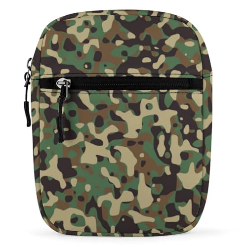 Qjjinxior Umhängetasche, Nymphensittiche, Papageien, Umhängetasche, Mehrzwecktasche, kleine Umhängetasche für Arbeit, Business, Reisen, Grün Camouflage-Muster, Einheitsgröße von Qjjinxior
