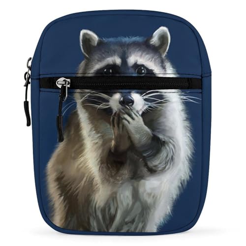 Qjjinxior Umhängetasche, Nymphensittiche, Papageien, Umhängetasche, Mehrzwecktasche, kleine Umhängetasche für Arbeit, Business, Reisen, Süßer Waschbär, Einheitsgröße von Qjjinxior