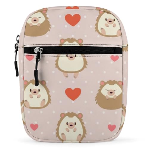 Qjjinxior Umhängetasche, Old English Sheepdog Dog Crossbody Bag, Multi Purpose Small Satchel for Work Business Travel, Niedlicher Cartoon-Igel, Einheitsgröße von Qjjinxior