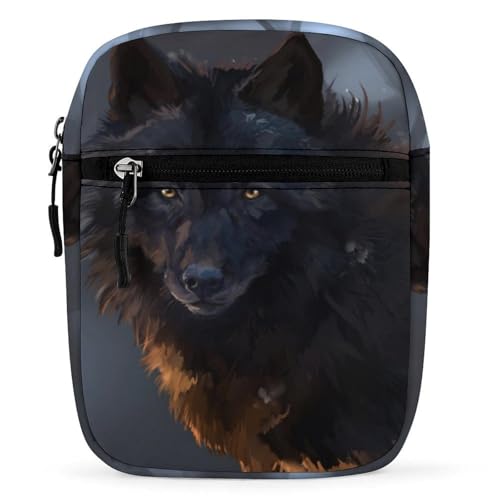 Qjjinxior Umhängetasche, Regenbogen-Dinosaurier-Crossbody-Tasche, Mehrzwecktasche, kleine Umhängetasche für Arbeit, Business, Reisen, Fantasy Wolf, Einheitsgröße von Qjjinxior