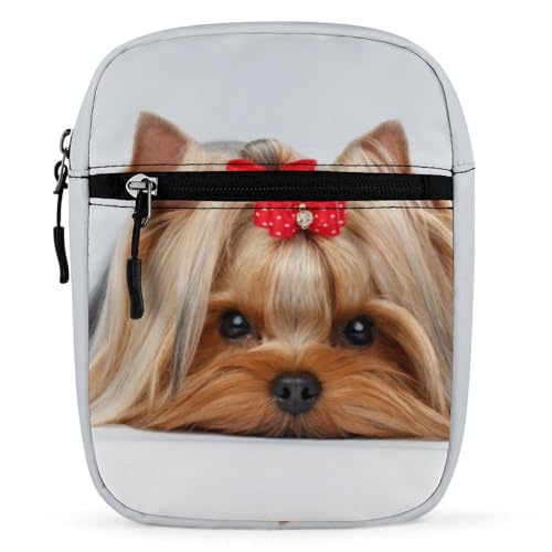 Qjjinxior Umhängetasche, Regenbogen-Dinosaurier-Crossbody-Tasche, Mehrzwecktasche, kleine Umhängetasche für Arbeit, Business, Reisen, Yorkshire Terrier, Einheitsgröße von Qjjinxior