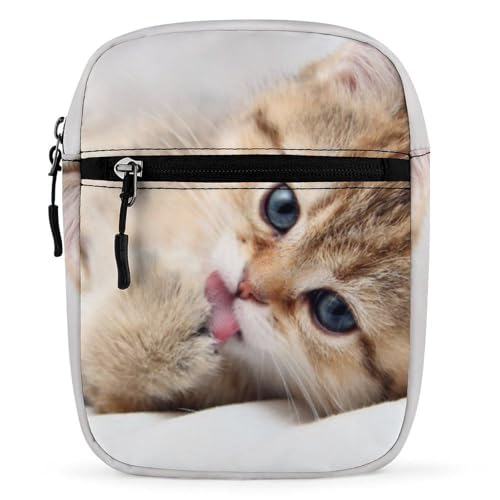 Qjjinxior Umhängetasche, grünes Fußballfeld, Umhängetasche, Mehrzwecktasche, kleine Umhängetasche für Arbeit, Business, Reisen, Katzenmuster, Einheitsgröße von Qjjinxior