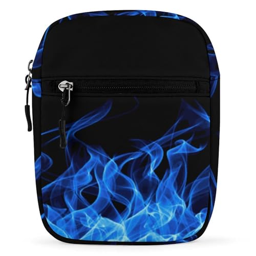 Qjjinxior Umhängetasche, niedliche Eule, lustiges Eulenmuster, Umhängetasche, Mehrzwecktasche, kleine Umhängetasche für Arbeit, Business, Reisen, Blaue brennende Flamme, Einheitsgröße von Qjjinxior