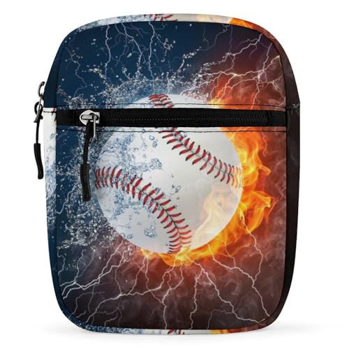 Qjjinxior Umhängetasche, rote Mohnblumen, Umhängetasche, Mehrzwecktasche, kleine Umhängetasche für Arbeit, Business, Reisen, Baseballball, Einheitsgröße von Qjjinxior