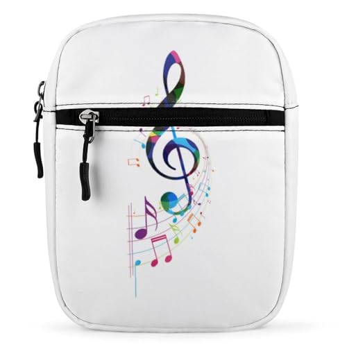 Qjjinxior Umhängetasche, schwarzes Pferd, Umhängetasche, Mehrzwecktasche, kleine Umhängetasche für Arbeit, Business, Reisen, Bunte Musiknoten, Einheitsgröße von Qjjinxior