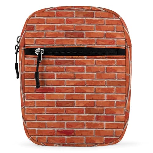 Qjjinxior Umhängetasche, überzogen mit roten Herzen, Umhängetasche, Mehrzwecktasche, kleine Umhängetasche für Arbeit, Business, Reisen, Rote Ziegelmauer., Einheitsgröße von Qjjinxior