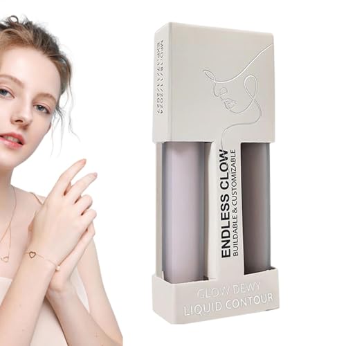 Qkbuza Highlighter Bleistift, Make -up Highlighter Contour Stick | 2x langlebiger Gesichtskonturierungsmischbleistift | Lidschatten Highlighter Cosmetic Eye Hellener Sticks für Frauen, Mädchen von Qkbuza