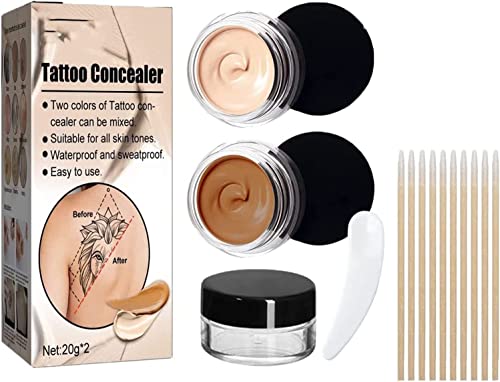 2 Colors Tattoo Concealer Cream, Skin Scar Tattoo Cover Up Cream Birthmark Concealer Spot Makeup Waterproof Set. von Qklovni