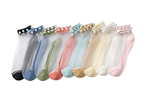 5/10 Pairs Women transparent Summer Socks - Sheer Silky Socks See Through Socks von Qklovni