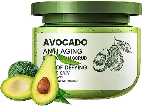 Avocado Body Cream Scrub, Avocado Exfoliating Scrub, Anti Cellulite Body Scrub for Women, Suitable for All Skin Types 250g (1pcs) von Qklovni