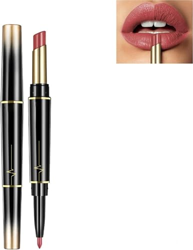 Double-ended Auto-rotating Lip Liner, 2 in 1 Non-stick Cup Is Not Easy To Discolor Double-ended Lip Pencil Matte Lipstick Makeup Set. (C, 14cm) von Qklovni