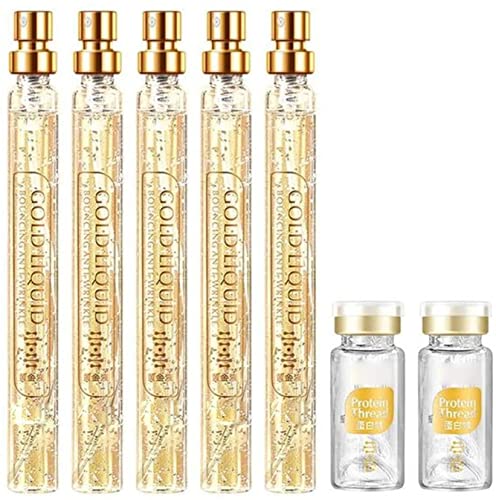 Gold Face Essence, Anti Aging & Wrinkle Moisturizing Firming Face Serum, Soluble Protein Thread and Nano Gold Essence Combination for Women (1set) von Qklovni
