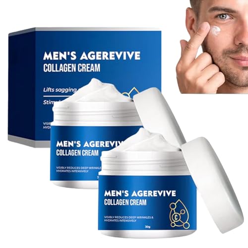 Qklovni Herren AgeRevive Kollagencreme, tägliche Feuchtigkeitscreme, Anti-Falten, Anti-Aging-Creme, Gesichtslotion für Männer, Anti-Aging-Creme, Falten-Herren-Gesichtscreme, 30 g (2 Stück) von Qklovni