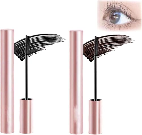 Mascara Waterproof Mascara, Eye Makeup, Comb Mascara, Volumizing, Lengthening, Defining, Curling, Multiplying, Long Lasting,Waterproof & Smudge-Proof. (Black+Brown, 10cm) von Qklovni