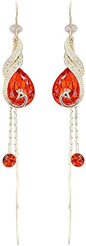 Pfau Ohrringe, Mode Phönix Ohrhaken Quaste Ohrringe, Elegante Retro Pfau Kristall Ohrringe Quaste Lange Braut Ohrringe, Strass von Qklovni