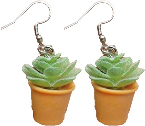 Plant Earrings for Women,Hanging Plant Earrings for Women,Flower Pot Earrings,Cute Succulent in a Potted Plant Earrings,Hawaiian Earrings for Women Girls. (A) von Qklovni