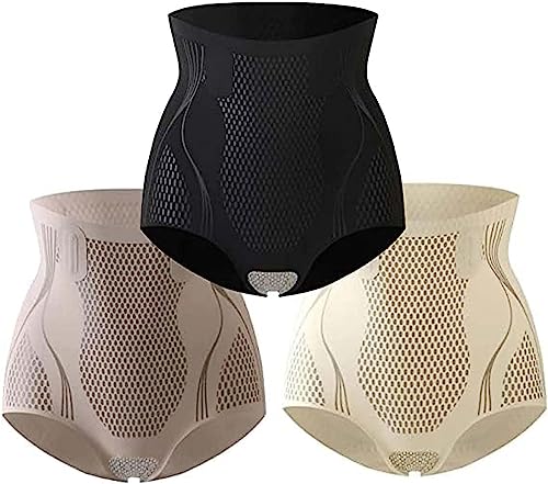 Qklovni 3Pcs Ice Silk Ion Fiber Repair Shaping Device, Ice Silk Ion Shaping Short, High Waisted Body Shaper Briefs Firm Tummy Control Pants Shapewear for Women. (XL) von Qklovni