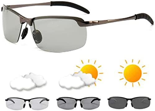 Qklovni Durchdringende Brille, durchsichtige Brille, photochromische Sonnenbrille, polarisierte Sport-Sonnenbrille zum Angeln, Fahren, Laufen, gunmetal von Qklovni