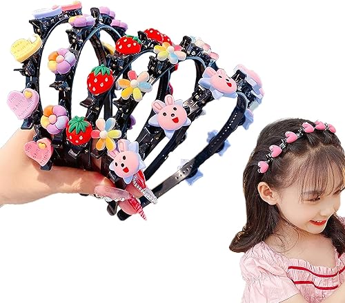 Süße Prinzessin Frisur Haarnadel für Mädchen, Haarband mit Clips, doppellagige Stirnbänder mit Clips Twist Zopf, niedliche Haarreifen Double Bangs Haarnadel Stirnbänder (5pcs) von Qklovni