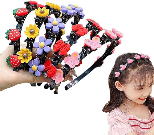 Sweet Princess Hairstyle Hairpin, Double Layer Headbands with Clips Twist Plait, Cute Fashion Hair Hoops Double Bangs Hairpin Headbands for Women Girls. (A, 10cm) von Qklovni