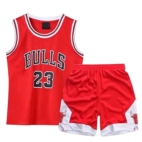 Qkydky Basketball Trikot Kinder 2 Stücke,Basketball Kinder Trikot and Shorts,Sleeveless Basketball Trikot,Jungen Trikot Basketball Kinder, für 3-14 Kinder(Rot, 11-14 Jahre, 2XL) von Qkydky