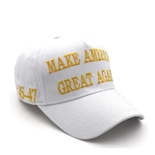 Trump 2024 Mütze Donald Trump Hat Take America Back MAGA USA verstellbare Baseballkappe, 45 - 47 Hutweiß, M/L von Qmdod