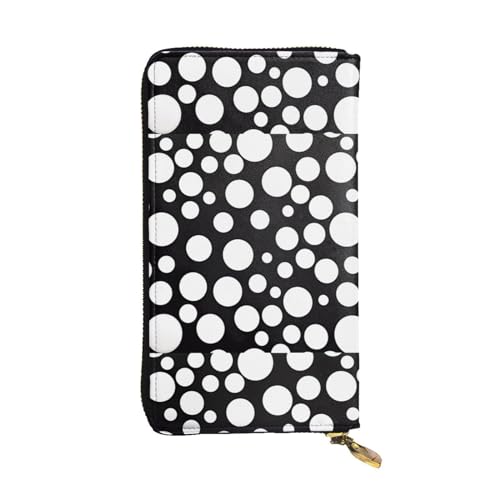 QmeNa Clutch-Geldbörse aus Leder, gepunktet, lang, mit Reißverschluss, für Dating, Reisen, Einkaufen, Valentinstag, Schwarz und Weiß, Schwarz , Einheitsgröße von QmeNa