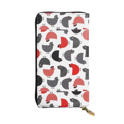 QmeNa Kreative Cartoon-Huhn-Leder-Clutch-Geldbörse mit Reißverschluss, für Dating, Reisen, Einkaufen, Valentinstagsgeschenk, Schwarz , Einheitsgröße von QmeNa