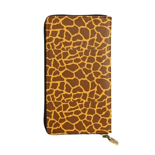 QmeNa Lange Clutch-Geldbörse aus Leder mit Giraffen-Druck, mit Reißverschluss, für Dating, Reisen, Einkaufen, Valentinstagsgeschenk, Schwarz , Einheitsgröße von QmeNa